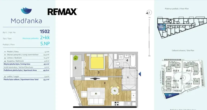 Pronájem bytu 2+kk, Praha - Modřany, Komořanská, 53 m2