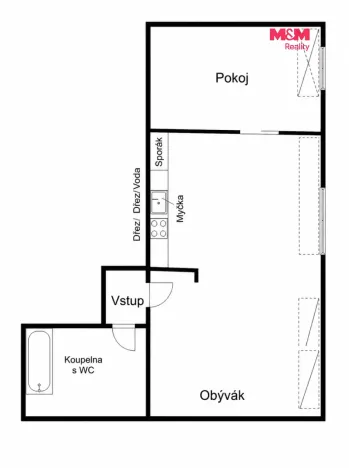 Pronájem bytu 2+kk, Kolín - Kolín II, Tyršova, 47 m2