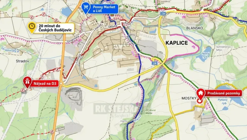 Prodej pozemku pro bydlení, Kaplice - Mostky, 600 m2