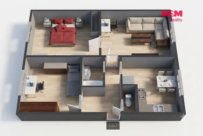 Prodej bytu 3+1, Bukovany, 65 m2