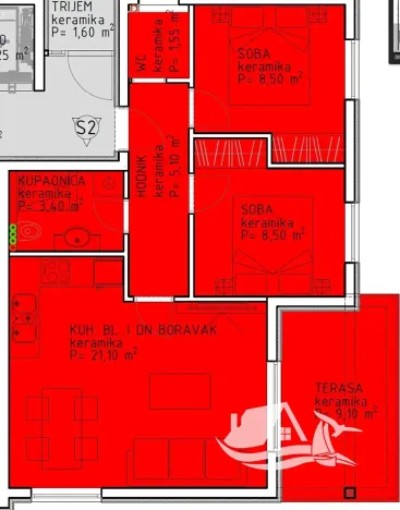 Prodej bytu 3+kk, Ražanac, Chorvatsko, 69 m2