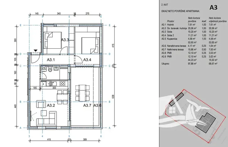Prodej bytu 3+kk, Novalja, Chorvatsko, 60 m2