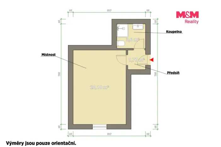 Prodej bytu 1+kk, Plzeň - Východní Předměstí, Ořechová, 26 m2