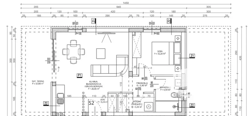 Prodej bytu 2+kk, Privlaka, Chorvatsko, 54 m2