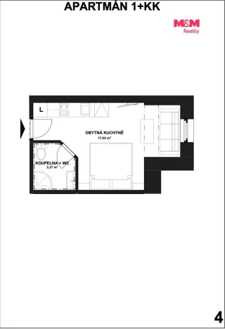 Prodej bytu 1+kk, Horní Lhota, 20 m2