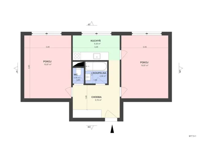 Prodej bytu 2+1, Rychnov nad Kněžnou, Palackého, 51 m2