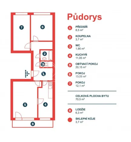Prodej bytu 3+1, Praha - Petrovice, Rezlerova, 70 m2