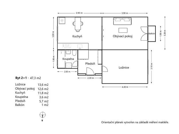 Pronájem bytu 2+1, Blansko, Chelčického, 47 m2