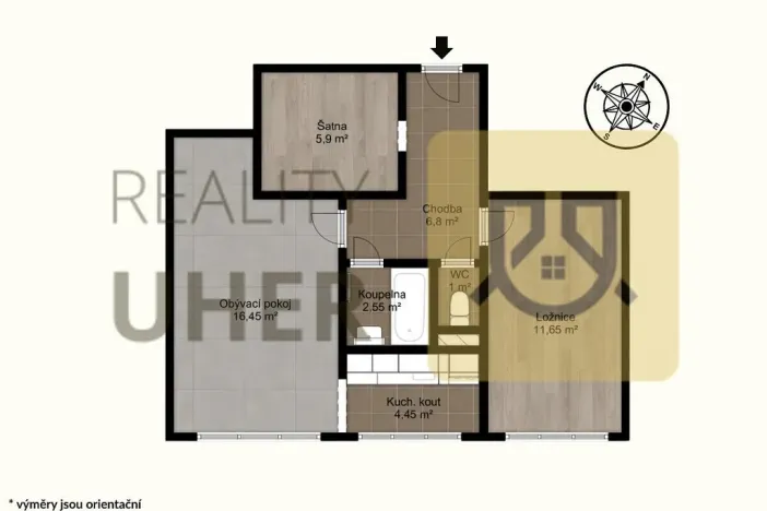 Prodej bytu 2+1, Mělník, Slovany, 51 m2