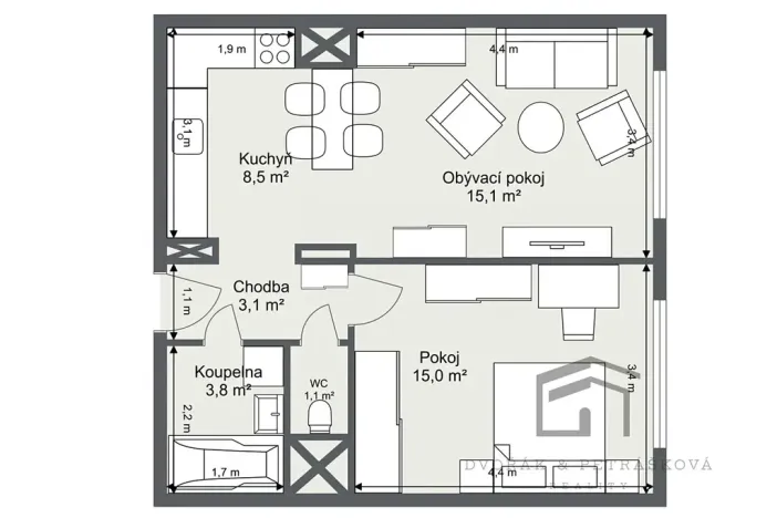 Prodej bytu 1+1, Praha - Háje, Bajkonurská, 52 m2