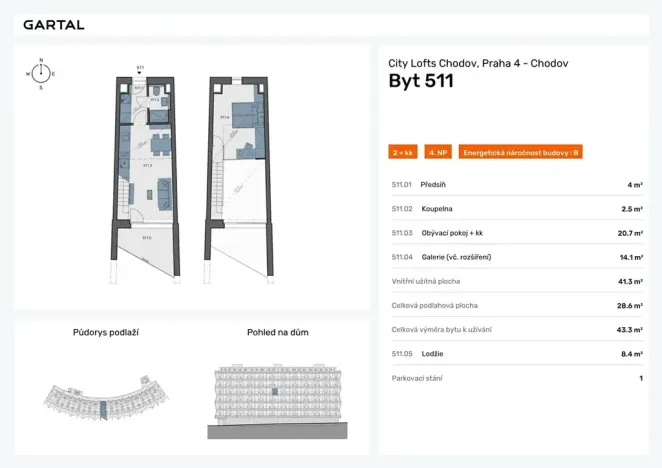 Prodej bytu 2+kk, Praha - Chodov, Valentova, 43 m2