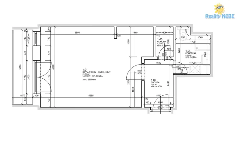 Pronájem bytu 1+kk, Praha - Michle, Elektrárenská, 35 m2