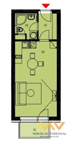 Pronájem bytu 1+kk, Hradec Králové - Nový Hradec Králové, Jana Masaryka, 32 m2