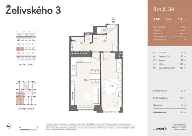 Prodej bytu 2+kk, Praha, Jana Želivského, 47 m2
