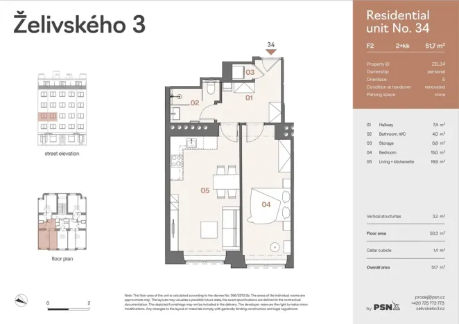 Prodej bytu 2+kk, Praha, Jana Želivského, 47 m2