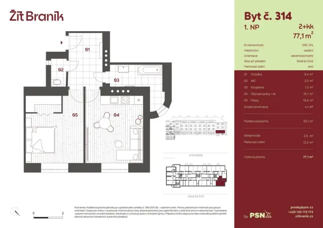 Prodej bytu 2+kk, Praha, Ke Krči, 58 m2