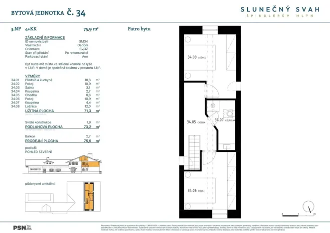 Prodej bytu 4+kk, Špindlerův Mlýn - Bedřichov, 71 m2