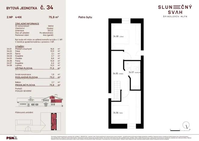Prodej bytu 4+kk, Špindlerův Mlýn - Bedřichov, 71 m2