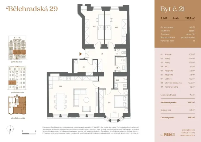 Prodej bytu 4+kk, Praha, Bělehradská, 125 m2