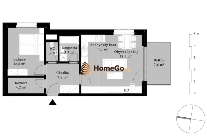 Pronájem bytu 2+kk, Praha - Modřany, Komořanská, 65 m2