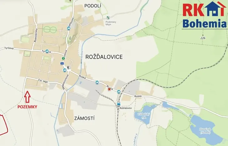 Prodej pozemku pro bydlení, Rožďalovice, Polní, 928 m2