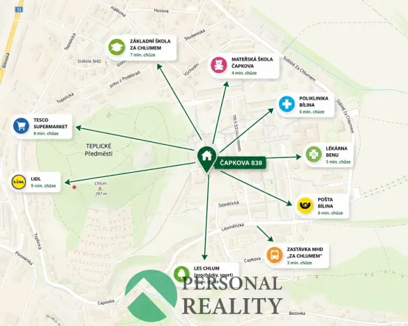 Pronájem bytu 2+kk, Bílina - Teplické Předměstí, Čapkova, 41 m2