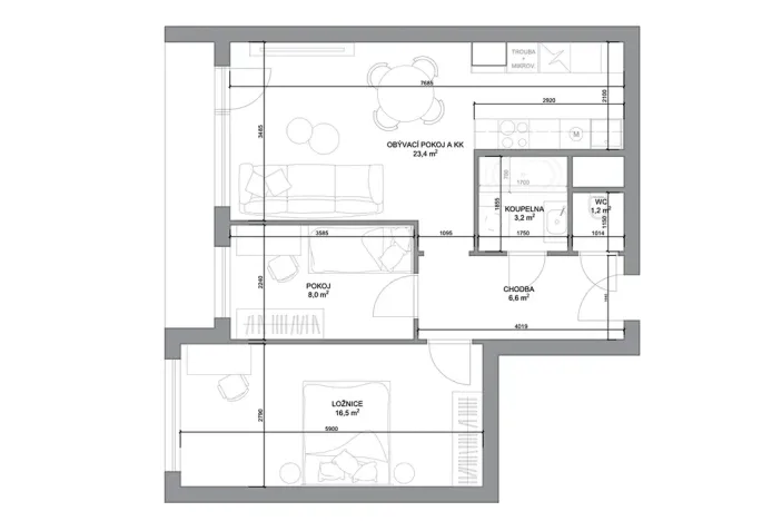 Prodej bytu 3+kk, Praha - Braník, Němčická, 65 m2