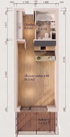 Pronájem bytu 1+kk, Slaný, Lázeňská, 37 m2