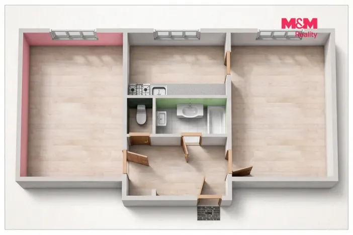 Prodej bytu 2+1, Citice, 52 m2