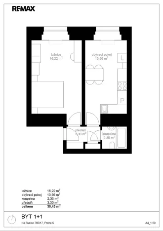 Pronájem bytu 2+kk, Praha - Smíchov, Na Skalce, 36 m2