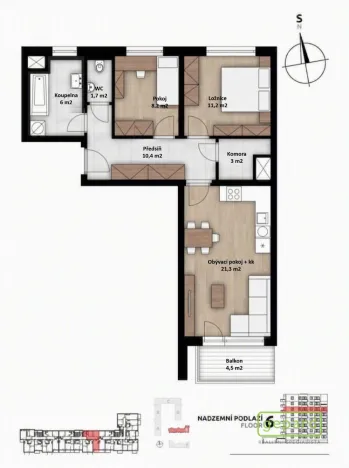 Pronájem bytu 3+kk, Praha, Arnošta Staňka, 61 m2