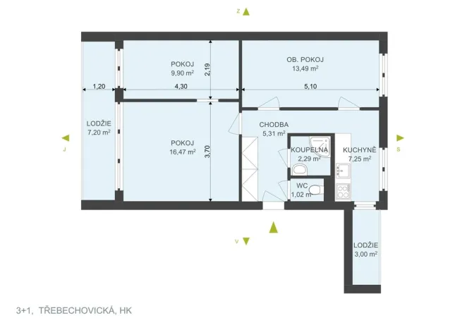 Prodej bytu 3+1, Hradec Králové, Třebechovická, 66 m2