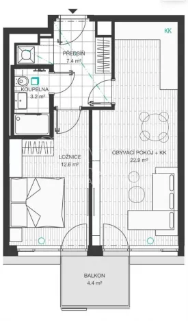 Pronájem bytu 2+kk, Praha - Chodov, Komárkova, 53 m2