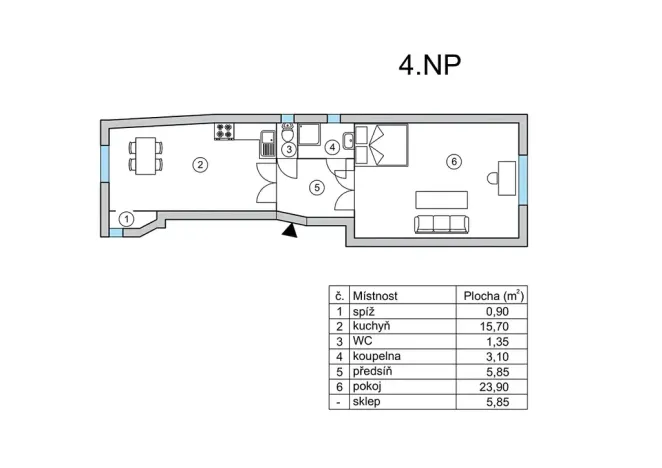 Prodej bytu 1+1, Praha - Karlín, Hybešova, 51 m2