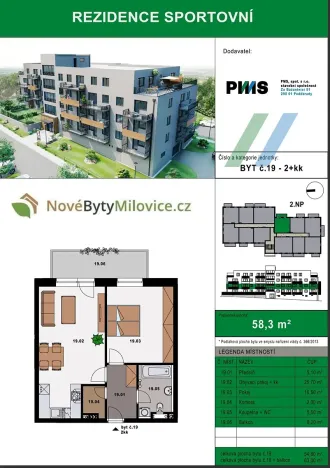 Prodej bytu 2+kk, Milovice, 54 m2