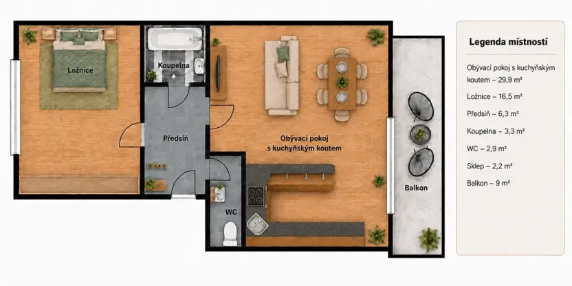 Prodej bytu 2+kk, Měšice, Habrová, 61 m2