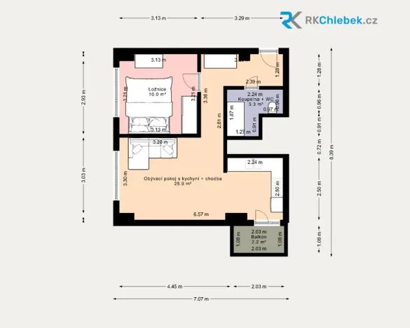 Pronájem bytu 2+kk, Frýdek-Místek - Místek, Bezručova, 42 m2