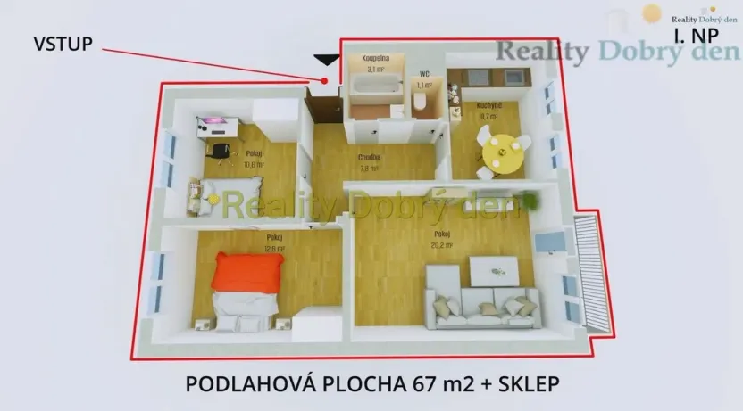 Pronájem bytu 3+1, Horní Benešov, Leskovská, 68 m2