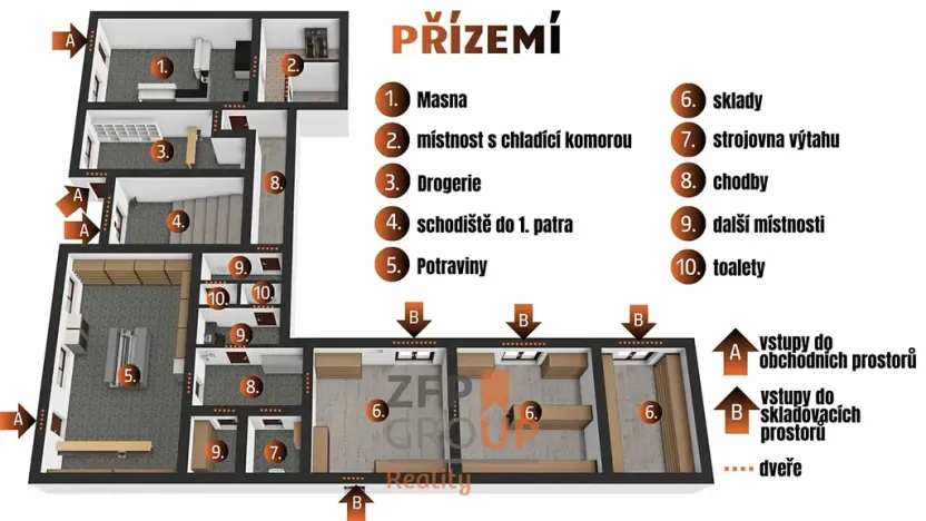 Prodej obchodního prostoru, Šatov, 470 m2