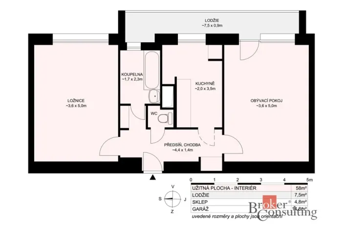 Prodej bytu 2+1, Praha - Záběhlice, U mlýna, 58 m2