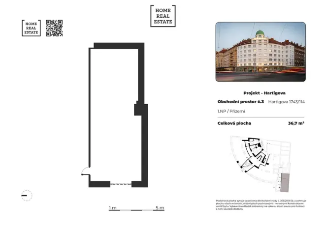 Prodej obchodního prostoru, Praha - Žižkov, Hartigova, 37 m2
