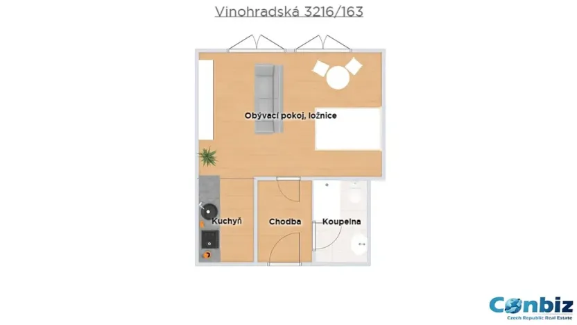 Pronájem bytu 1+kk, Praha - Strašnice, Vinohradská, 34 m2