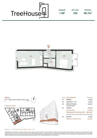 Prodej bytu 2+kk, Brno, Příční, 41 m2