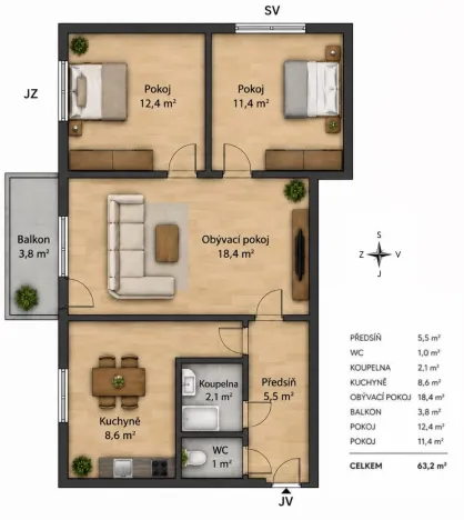 Prodej bytu 3+1, Olomouc, tř. Kosmonautů, 61 m2