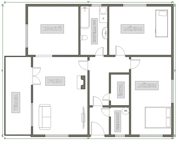 Pronájem rodinného domu, Mnichovice - Božkov, Sluneční, 109 m2