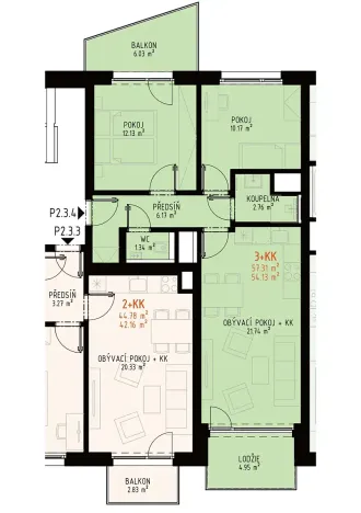 Prodej bytu 3+kk, Brno, Veveří, 68 m2