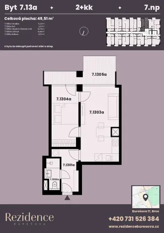 Prodej bytu 2+kk, Brno, Burešova, 49 m2