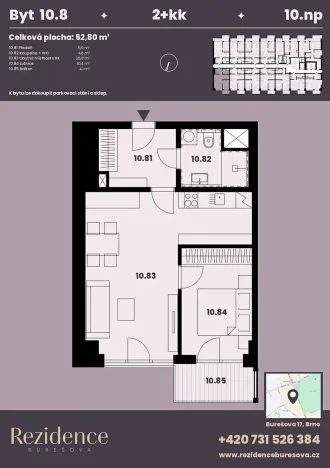 Prodej bytu 2+kk, Brno, Burešova, 53 m2