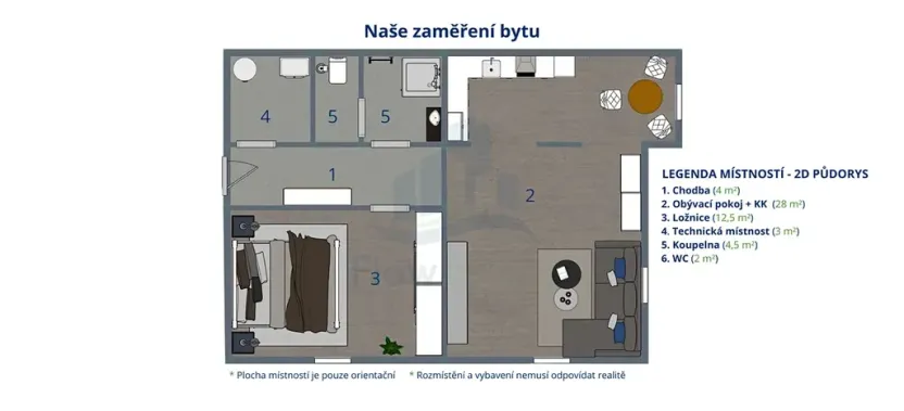 Pronájem bytu 2+kk, Havlíčkova Borová, Drahotín, 56 m2