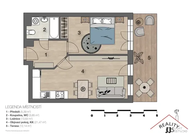 Pronájem bytu 2+kk, Praha - Kyje, Pelušková, 45 m2